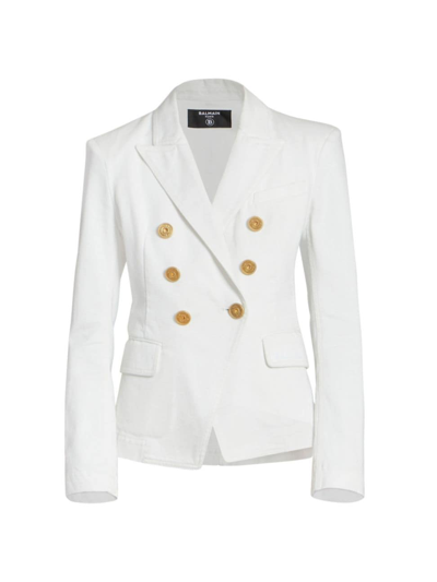 BALMAIN WOMEN'S TWILL DOUBLE-BREASTED JACKET