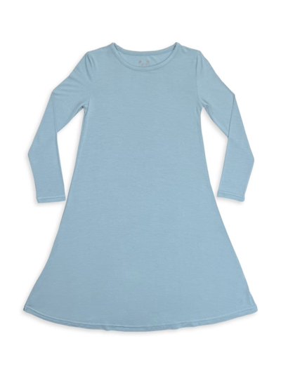 Bellabu Bear Little Girl's & Girl's Oasis Teal Long-sleeve Dress In Open Blue