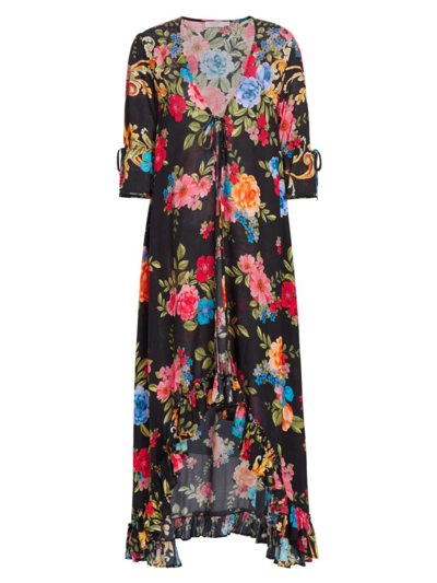 Johnny Was Women's Floral High-low Cover-up In Neutral
