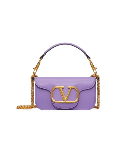 Valentino Garavani Small Locò Leather Shoulder Bag In Purple