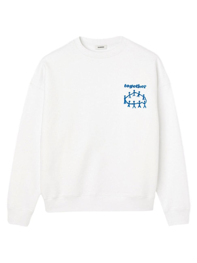 Sandro Slogan-print Cotton Sweatshirt In White