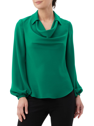 Trina Turk Women's Tanoshi Cowl Crepe Top In Emerald