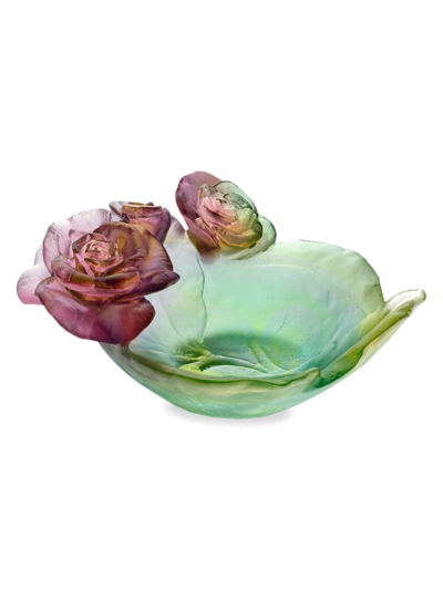 Daum Small Rose Passion Bowl In Green