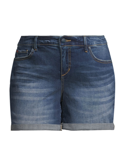 Slink Jeans, Plus Size Women's Rolled Denim Shorts In Nicole