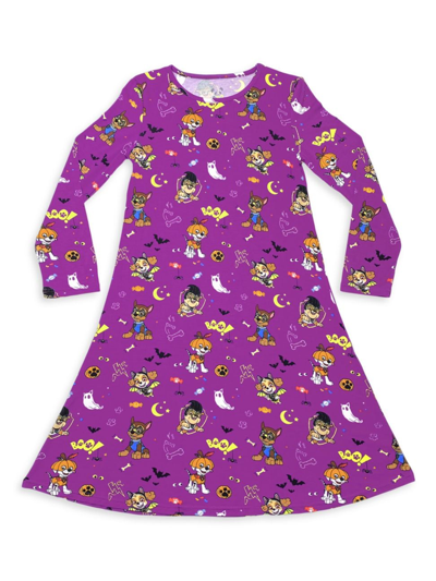 Bellabu Bear Kids' Little Girl's & Girl's Halloween Paw Patrol Long-sleeve Dress In Medium Purple