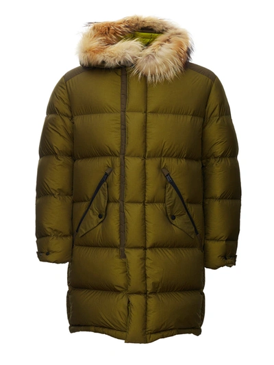 Add Quilted Parka With Fur Men's Collar In Green