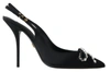 DOLCE & GABBANA BLACK CRYSTAL EMBELLISHED SLINGBACK HEEL SHOES