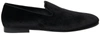 Dolce & Gabbana Black Floral Jacquard Slippers Loafers Shoes