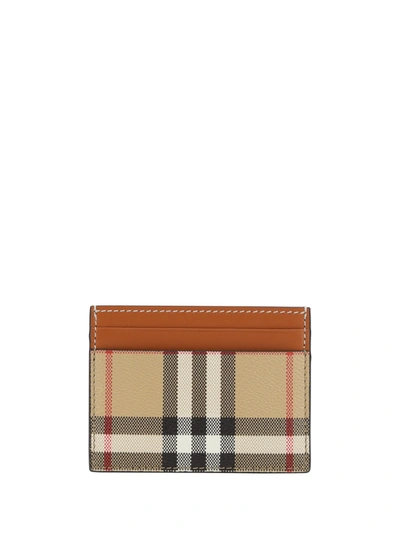Burberry Brown Printed Canvas Cardholder In Archivebeige