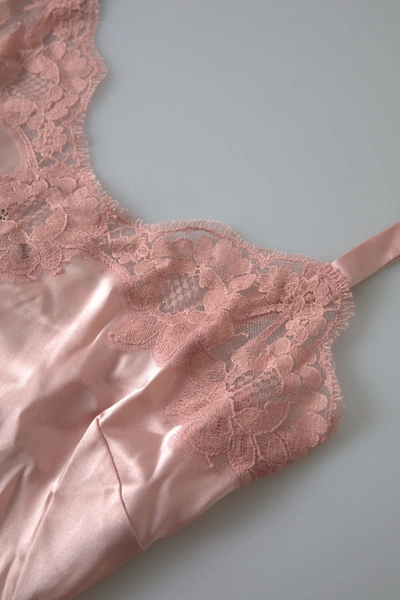 Dolce & Gabbana Antique Rose Lace Silk Camisole Top Underwear In Gold