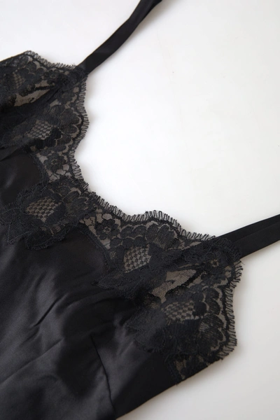 Dolce & Gabbana Black Lace Silk Sleepwear Camisole Top Underwear