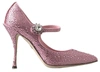 DOLCE & GABBANA PINK MARY JANE CRYSTAL PUMPS HIGH HEELS SHOES