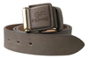 Gf Ferre' Elegant Leather Fashion Belt With Engraved Buckle In Brown