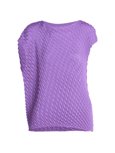 Issey Miyake Women's Gleam Pleats Cap-sleeve Top In Purple