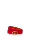 DIOR RED LEATHER DOUBLE BAND CD BRACELET