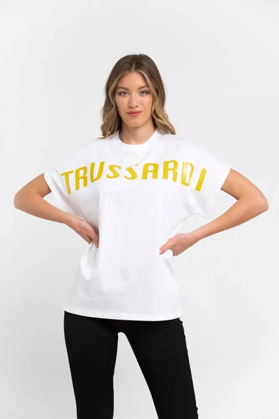 TRUSSARDI WHITE COTTON TOPS & T-SHIRT