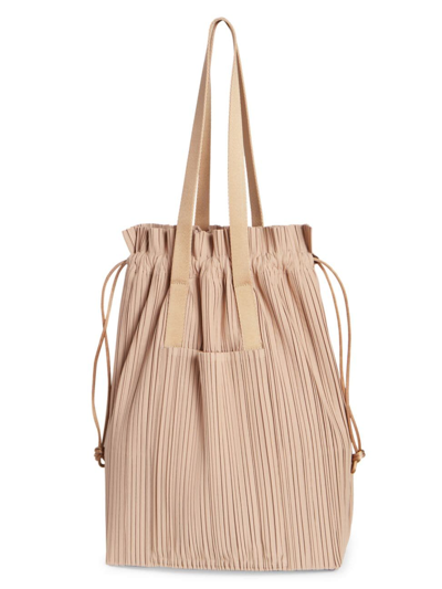 Issey Miyake Technical-pleated Tote Bag In Beige