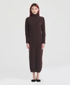 Naadam Cashmere Turtleneck Dress With Slits In Chocolate Brown