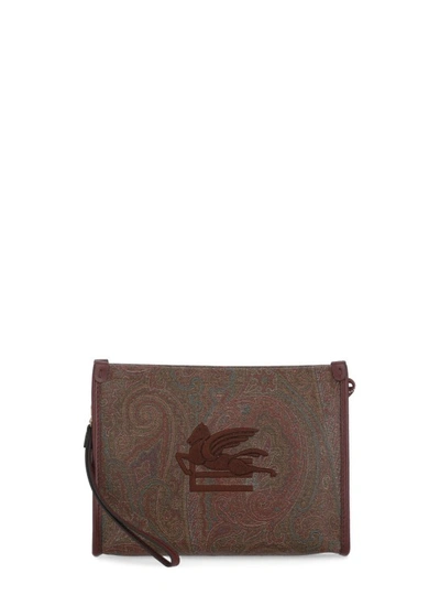 Etro Paisley Pochette In Brown