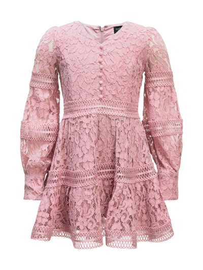 Bardot Junior Girl's Venice Lace Minidress In Dusty Pink