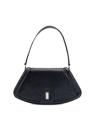 HUGO BOSS WOMEN'S LEATHER SHOULDER BAG WITH MONOGRAM PATTERN