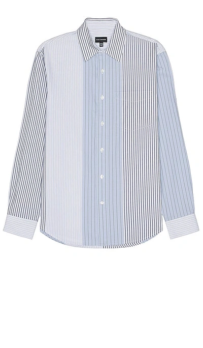 Club Monaco Multi Stripe Long Sleeve Shirt In Blue Mix