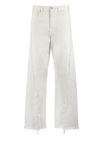 Lanvin Distressed-detail Wide-leg Jeans In White