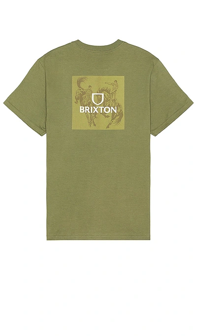 Brixton Alpha Square Short Sleeve Standard Tee In Olive Surplus
