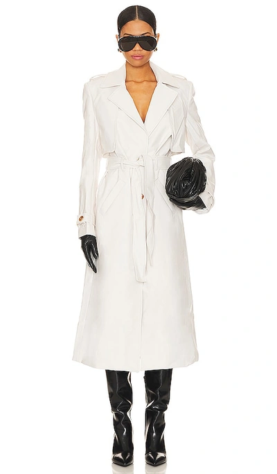 Bardot Faux Leather Trench Coat In Ivory