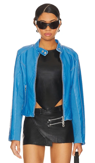 Free People Max Faux Moto Jacket – Super Sonic In Super Sonic