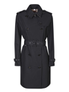 Burberry Double-breasted Cotton Coat In Black