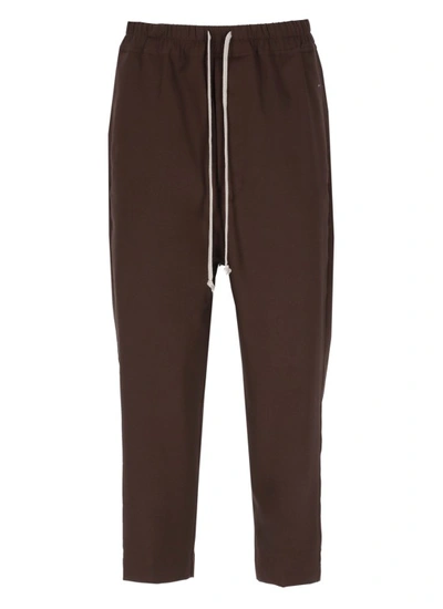 Rick Owens Drawstring Astaires Cropped Pants In Brown