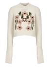 Dsquared2 Floral-embroidered Wool Jumper In Neutrals
