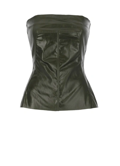 Rick Owens Strapless Distressed Coated Stretch-cotton Bustier Top In Black