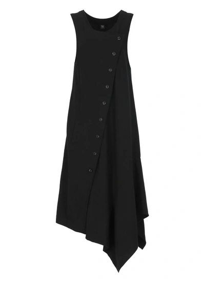 Y's Asymmetric-design Wool Dress In Black