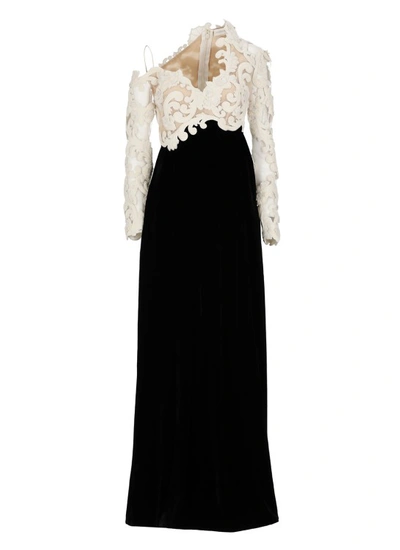Zimmermann Sensory Lace And Velvet Gown In Black