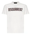 Dsquared2 Loose-fit White Cotton T-shirt With Logo Print In Silver