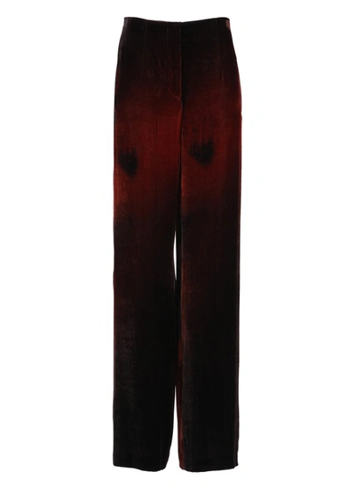 Alberta Ferretti Blur-print Velvet Straight-leg Trousers In Black