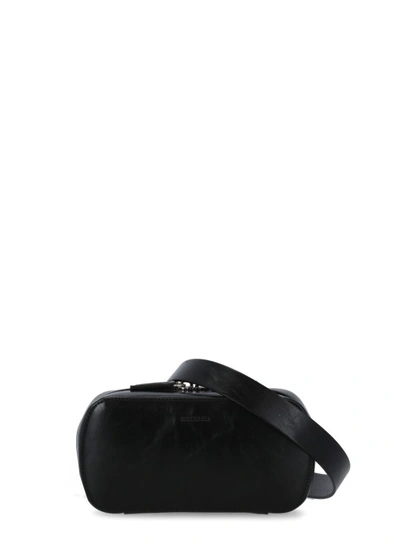 Jil Sander Logo-debossed Leather Belt Bag In Black
