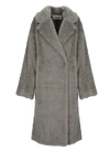 Stand Studio Drop Shoulder Mid-length Faux-fur Coat In Grey
