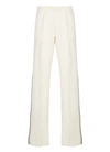 Palm Angels Wide Leg Wool Trousers With Side Stripe In White