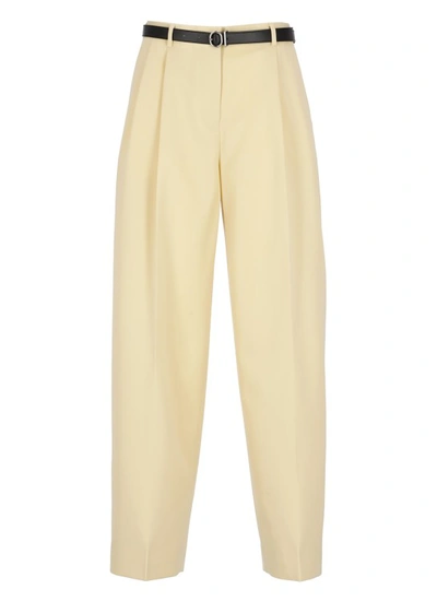 Jil Sander Regular Butter Wool Trousers In Yellow