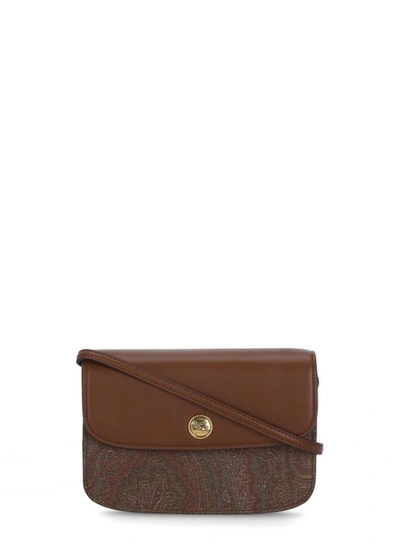 Etro Essential Mini Jacquard Crossbody Bag In Brown