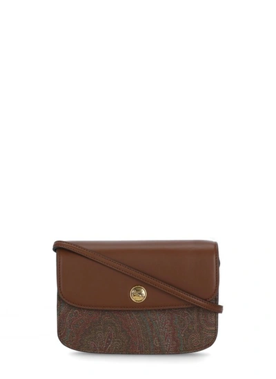 Etro Essential Mini Jacquard Crossbody Bag In Red,brown