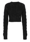 Dsquared2 Cropped Knit Pullover Long Sleeves In Black