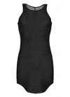 Rick Owens Black Tank Top With Curved Hem In Cotton Man