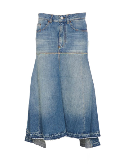 Victoria Beckham Denim Midi Skirt In Blue