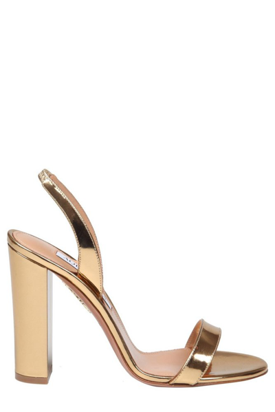 Aquazzura Block-heel Open Toe Sandals In Gold