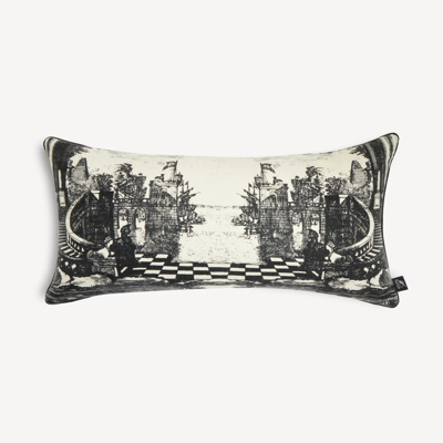 Fornasetti Cashmere Cushion Giardino Settecentesco In Ivory/black