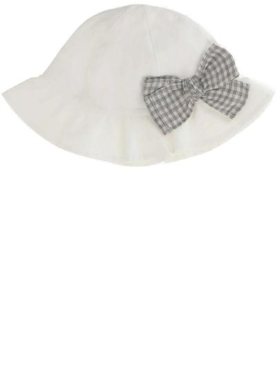 Il Gufo Wide Brim Bow Embellished Hat In White